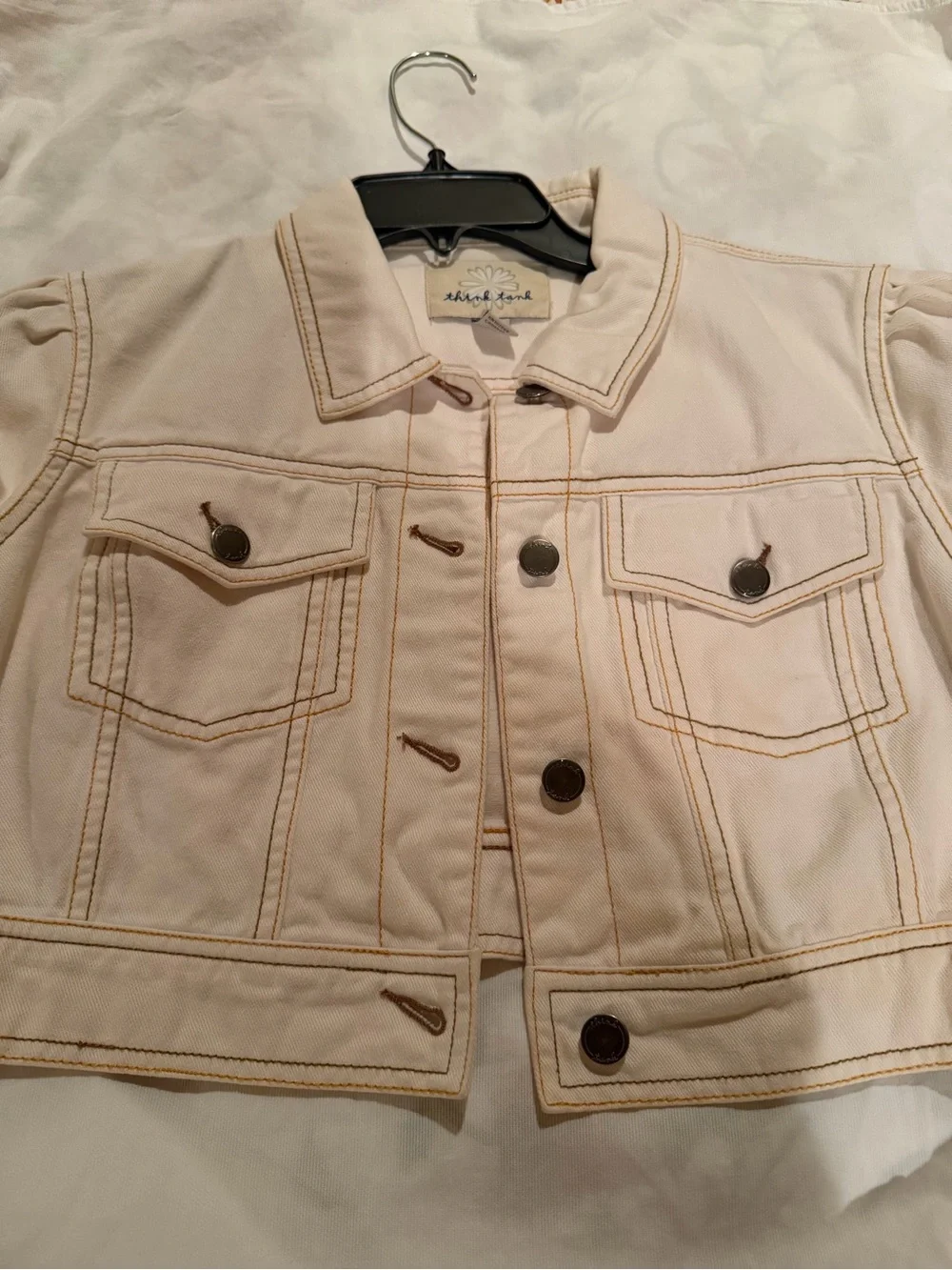 Light Pink Cropped Jean Jacket for Kids by Think Tank